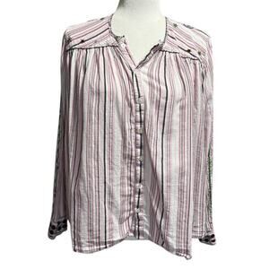 V. De. Vinster Khadi Mexican Embroidered Cotton Boho Blouse Top Size S